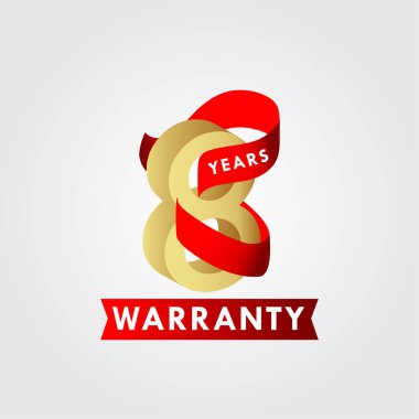 8 Yıl Garanti Kurdelesi Vektör Şablonu Tasarım Çizimi