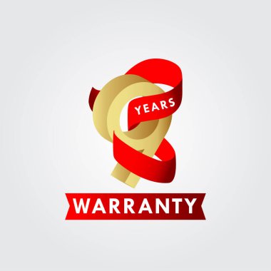 9 Yıl Garanti Kurdelesi Vektör Şablonu Tasarım Çizimi