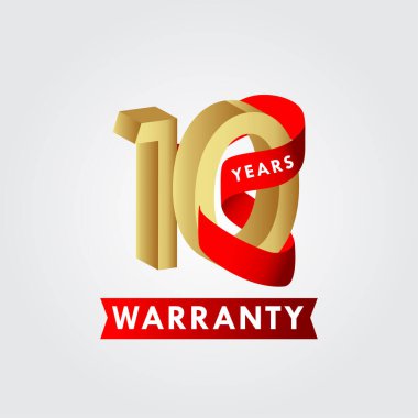 10 Yıl Garanti Kurdelesi Vektör Şablonu Tasarım Çizimi