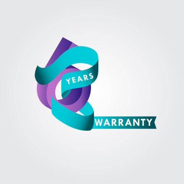 6 Yıl Garanti Kurdelesi Vektör Şablonu Tasarım Çizimi