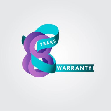 8 Yıl Garanti Kurdelesi Vektör Şablonu Tasarım Çizimi