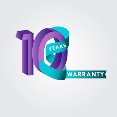 10 Yıl Garanti Kurdelesi Vektör Şablonu Tasarım Çizimi