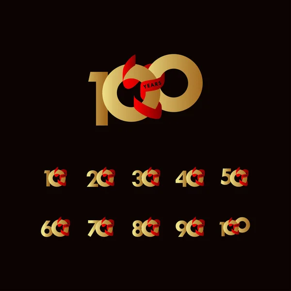 100 Років Святкування Стрічки Векторний Дизайн Шаблону Ілюстрація — стоковий вектор