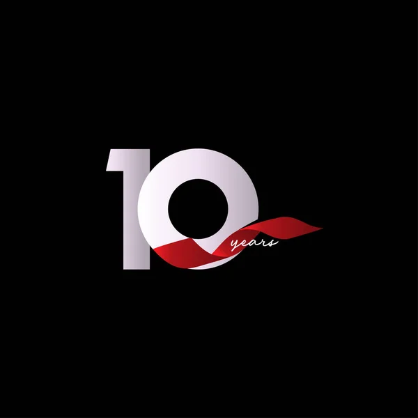 10周年記念リボンお祝いベクトルテンプレートデザインイラスト — ストックベクタ