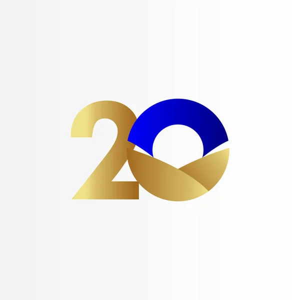 20周年蓝金庆典矢量模板设计图解 — 图库矢量图片