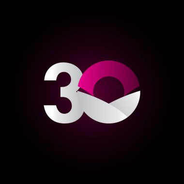 30 Yıl Yıldönümü Mor Beyaz Kutlama Şablonu Tasarım Çizimi