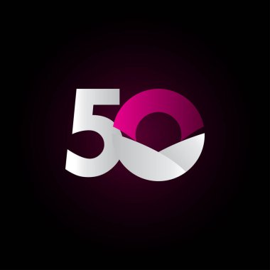 50 Yıl Yıldönümü Mor Beyaz Kutlama Şablonu Tasarım Çizimi