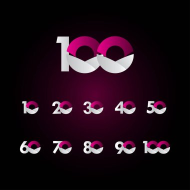 100 Yıl Yıldönümü Mor Beyaz Kutlama Şablonu Tasarım Çizimi