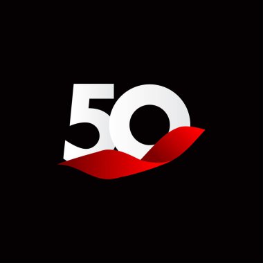 50 Yıl Yıldönümü Beyaz Kutlama Şablonu Tasarım Çizimi