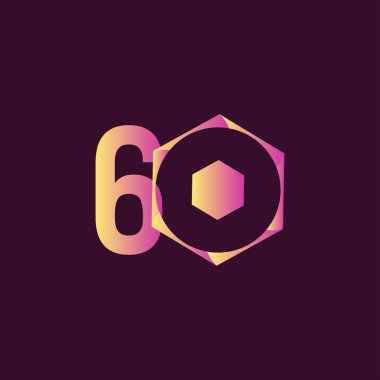 60. Yıldönümü Kutlama Vektör Şablonu Tasarım İllüstrasyonu