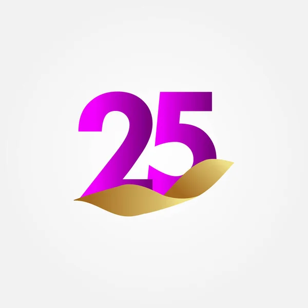 25周年紫色庆祝矢量模板设计图例 — 图库矢量图片