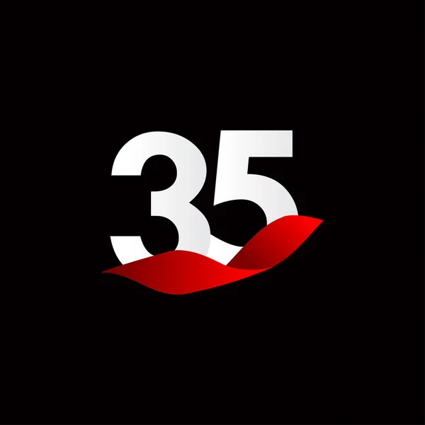 35周年ホワイトお祝いベクトルテンプレートデザインイラスト — ストックベクタ