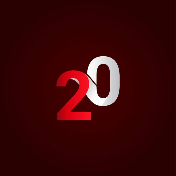 20周年記念レッドホワイトナンバーベクトルテンプレートデザインイラスト — ストックベクタ