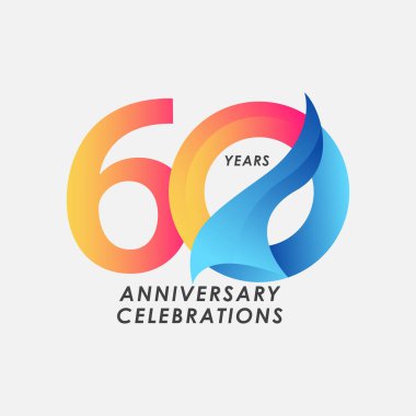 60 Yıl Yıldönümü Kutlamaları Gradyan Vektör Şablonu Tasarım Çizimi