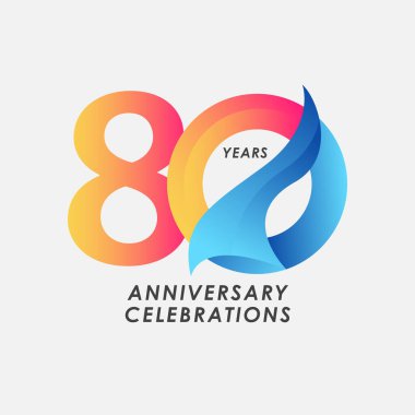 80 Yıl Yıldönümü Kutlamaları Gradyan Vektör Şablonu Tasarım Çizimi