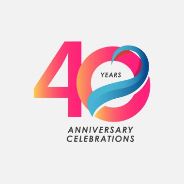 40 Yıl Yıldönümü Kutlamaları Gradyan Vektör Şablonu Tasarım Çizimi