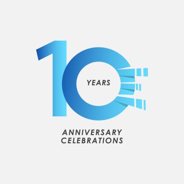 10 Yıl Yıldönümü Kutlamaları Mavi Gradyan Şablon Tasarımı