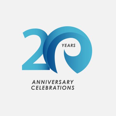 20 Yıl Yıldönümü Kutlamaları Vektör Şablon Tasarımı Çizimi