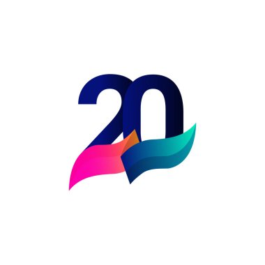 20 Yıl Yıldönümü Kutlaması Vektör Şablon Tasarımı Çizimi