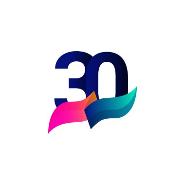 30 Yıl Yıldönümü Kutlaması Vektör Şablon Tasarımı Çizimi