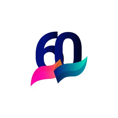 60 Yıl Yıldönümü Kutlaması Vektör Şablonu Tasarım Çizimi