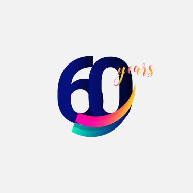 60 Yıl Yıldönümü Kutlaması Vektör Şablonu Tasarım Çizimi