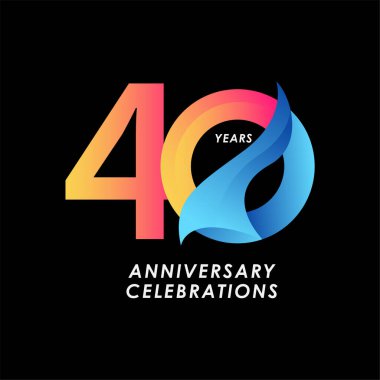 40 Yıl Yıldönümü Kutlaması Vektör Şablon Tasarımı Çizimi