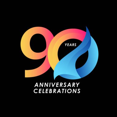90 Yıl Yıldönümü Kutlaması Vektör Şablon Tasarımı Çizimi