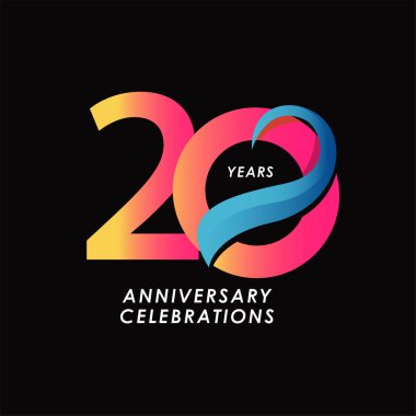 20 Yıl Yıldönümü Kutlaması Vektör Şablon Tasarımı Çizimi