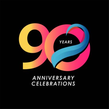 90 Yıl Yıldönümü Kutlaması Vektör Şablon Tasarımı Çizimi