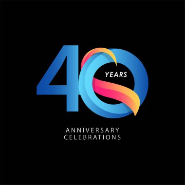 40 Yıl Yıldönümü Kutlaması Vektör Şablon Tasarımı Çizimi