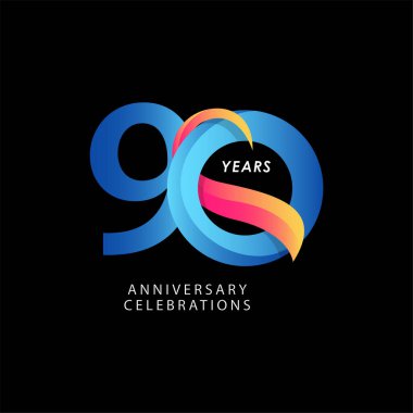 90 Yıl Yıldönümü Kutlaması Vektör Şablon Tasarımı Çizimi