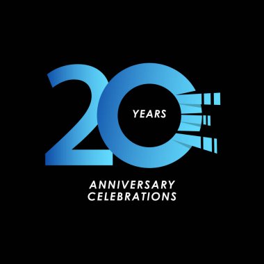 20 Yıl Yıldönümü Kutlaması Vektör Şablon Tasarımı Çizimi