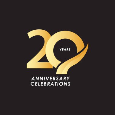 20 Yıl Yıldönümü Kutlaması Vektör Şablon Tasarımı Çizimi
