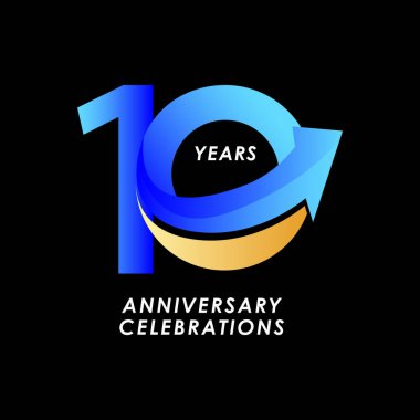 10 Yıl Yıldönümü Kutlaması Vektör Şablon Tasarımı Çizimi