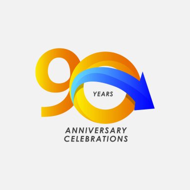90 Yıl Yıldönümü Kutlaması Vektör Şablon Tasarımı Çizimi