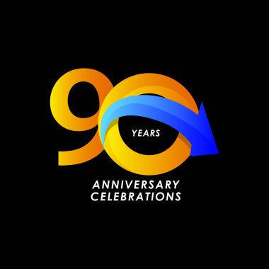 90 Yıl Yıldönümü Kutlaması Vektör Şablon Tasarımı Çizimi