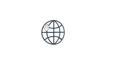 Global internet ikonunun animasyonu. Beyaz arkaplanda izole. 