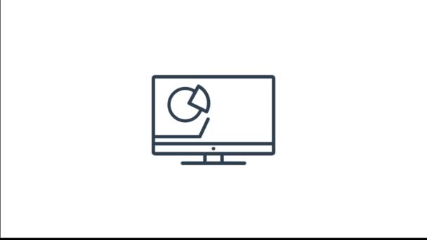 Animación Monitor Computadora Línea Con Icono Gráfico Gráfico Aislado Sobre — Vídeo de stock