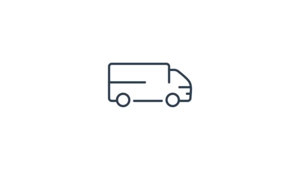 Animation Truck Delivery Icon Isolated White Background — Stock Video