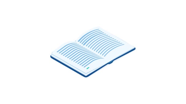 Icono Libro Animación Línea Azul Aislado Sobre Fondo Blanco — Vídeo de stock
