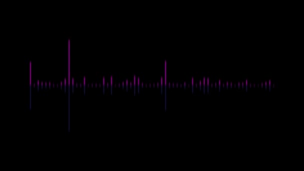 Animation Des Ondes Sonores Égaliseur Audio Isolé Sur Fond Noir — Video