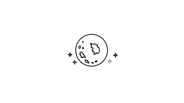 Анимация Луны Сияющими Звездами Изолированный Белом Фоне — стоковое видео