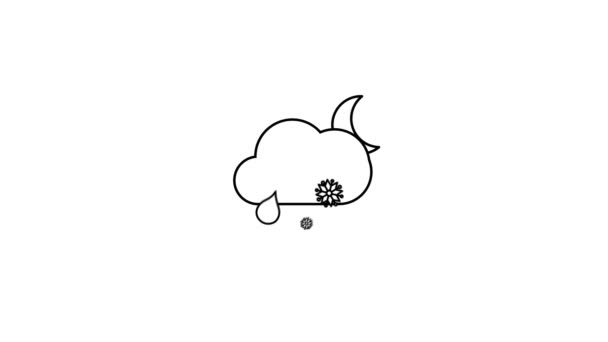 Animazione Della Luna Con Caduta Neve Gocce Pioggia Dalla Nuvola — Video Stock