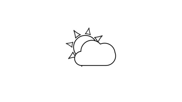 Animación Nube Con Sol Sol Está Girando Detrás Nube Aislado — Vídeos de Stock