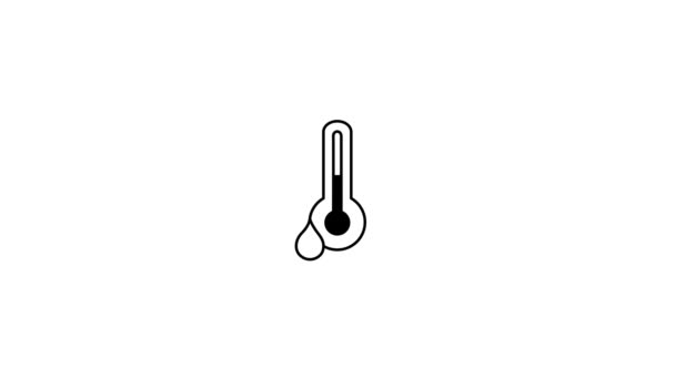 Animatie Van Thermometer Regendruppel Lijn Icoon Geïsoleerd Witte Achtergrond — Stockvideo