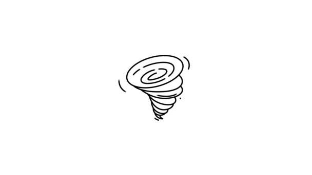 Icono Animación Línea Tornado Aislado Sobre Fondo Blanco — Vídeos de Stock