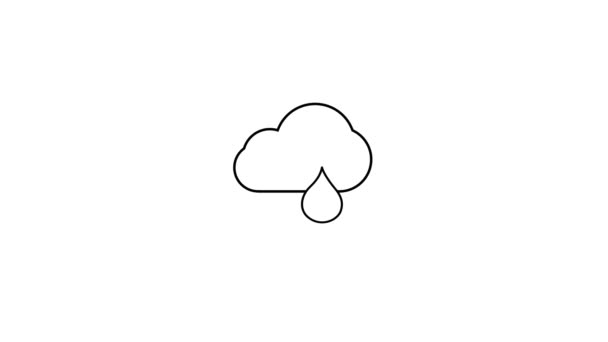 Yağmur Damlalı Bulutun Animasyonu Beyaz Arkaplanda Izole — Stok video