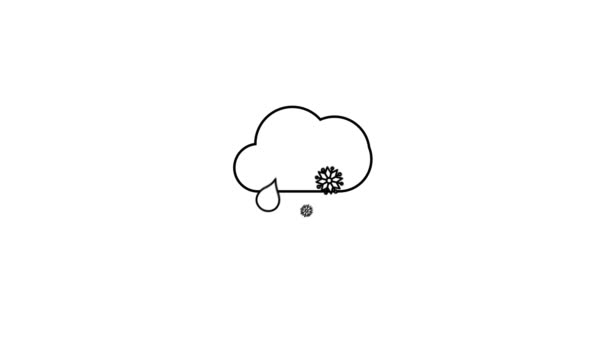 Animación Nubes Gotas Lluvia Ícono Línea Nieve Aislado Sobre Fondo — Vídeo de stock