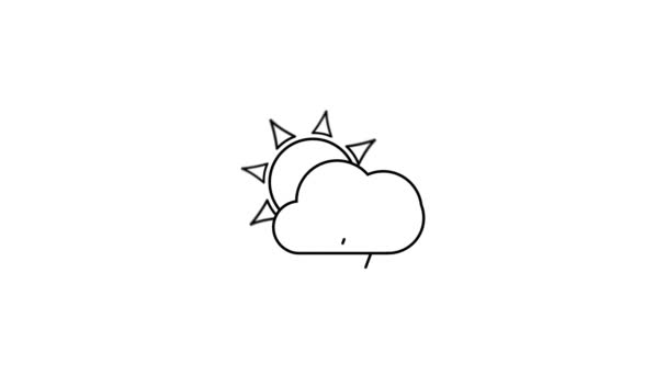 Animación Nube Con Lluvia Sol Giratorio Aislado Sobre Fondo Blanco — Vídeo de stock
